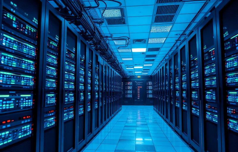 Data centre server racks with networking equipment for secure IT equipment delivery